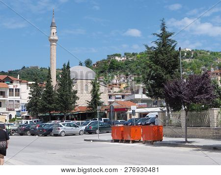 Berat, Albania- June 2018: Saint Dymitr, The Orthodox Cathedral In Berat