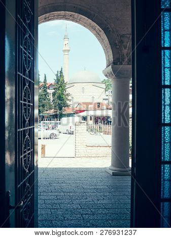 Berat, Albania- June 2018: Saint Dymitr, The Orthodox Cathedral In Berat