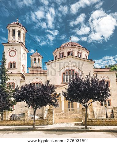 Berat, Albania- June 2018: Saint Dymitr, The Orthodox Cathedral In Berat
