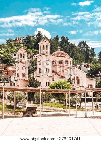 Berat, Albania- June 2017: Saint Dymitr, The Orthodox Cathedral In Berat
