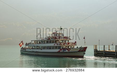Tourist Ferry On The Lake In Brienz, Switzerland