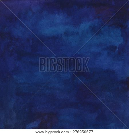 Hand Painted Watercolor Abstract Navy Blue Background For Your Design