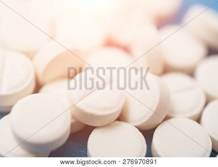 Aspirin Pills Close Up Background Studio Shot
