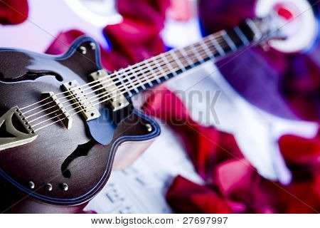 Müzik instrumen - gitar ve güller