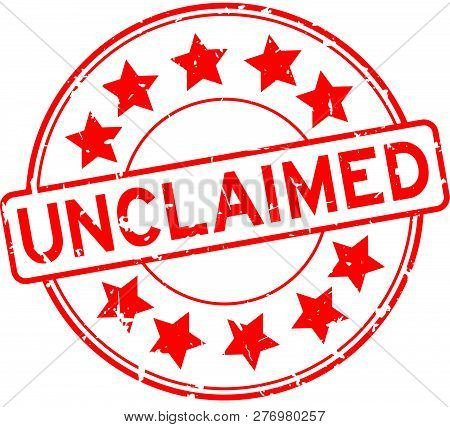 Grunge Red Unclaimed Word With Star Icon Rubber Seal Stamp On White Background