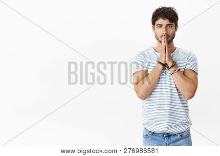 Guy Feeling Worried As Waiting For Operation Results In Hospital Praying For Wife Get Better Holding