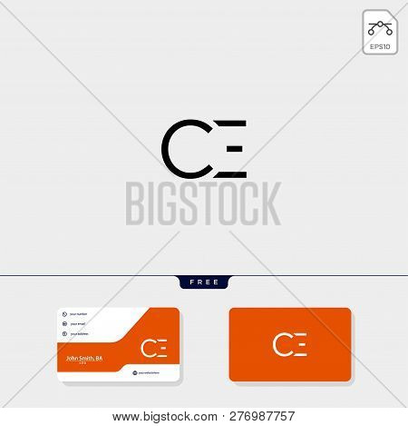 Initial Ce Or Ec Creative Logo Template And Business Card Include. Vector Illustration And Logo Insp