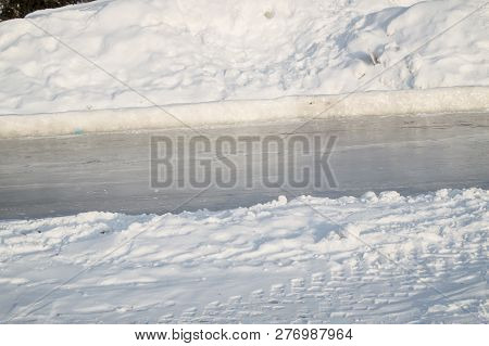 Background Texture Ice Track, Ice Rink For Winter Ice Skating