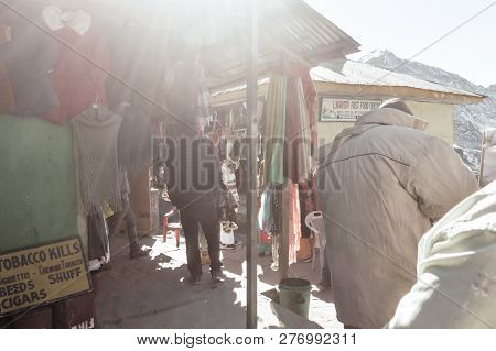 Tsomgo Lake, Gangtok, Sikkim, December 26, 2018: Tourist People Waring Warm Clothes ( Waterproof Jac