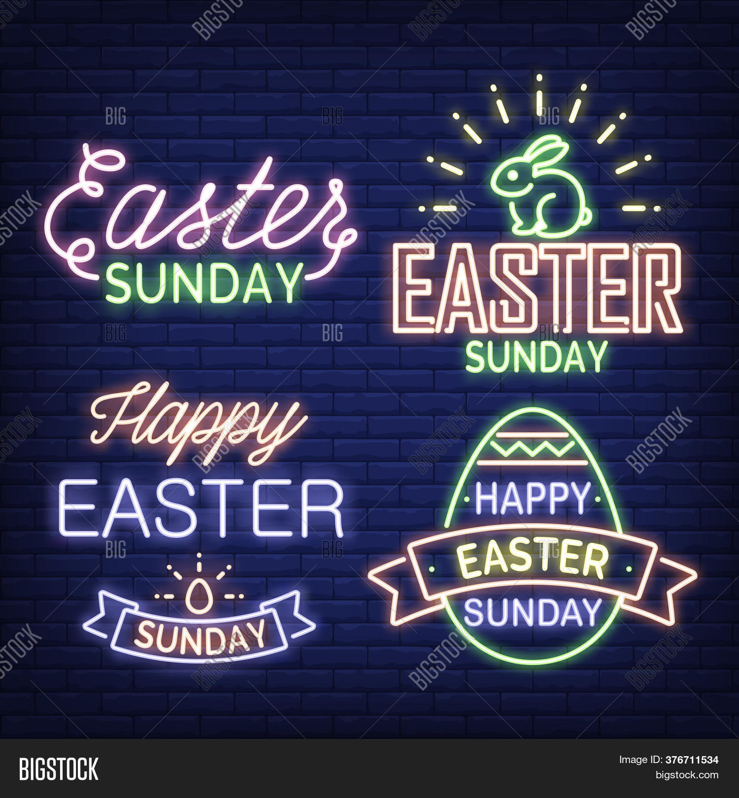 Easter Neon Sign Set. Image & Photo (Free Trial) | Bigstock