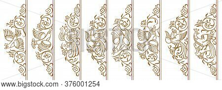 Set Of Vector Nature And Birds Vintage Borders.