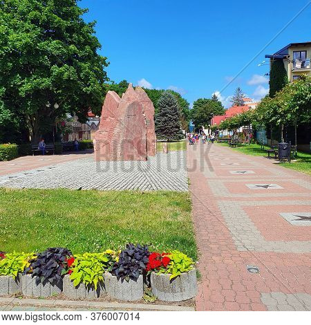 Wladyslawowo, Poland - July 12, 2020: Avenue Of Sport Stars In Wladyslawowo, Poland