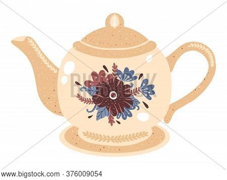 Ceramic Beauty Teapot Vector Icon Cartoon Style.