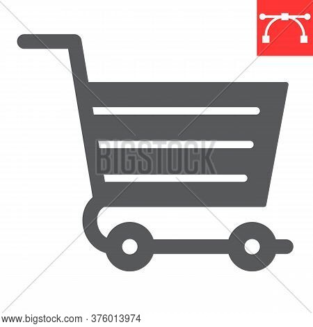 Shopping Cart Glyph Icon, Ui And Button, Shop Cart Sign Vector Graphics, Editable Stroke Solid Icon,