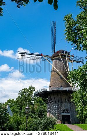 Old Dutch Windmill In Little Ancient Town With Big History Buren, Gelderland, Netherlands