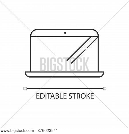 Laptop Linear Icon. Computer Blank Screen. Pc Display With Keyboard. Gadget Wirth Monitor. Thin Line