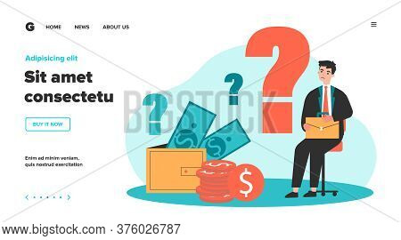 Sad Man Concerned About Financial Problem, Money Need And Unpaid Loan Debts. Male Character, Questio