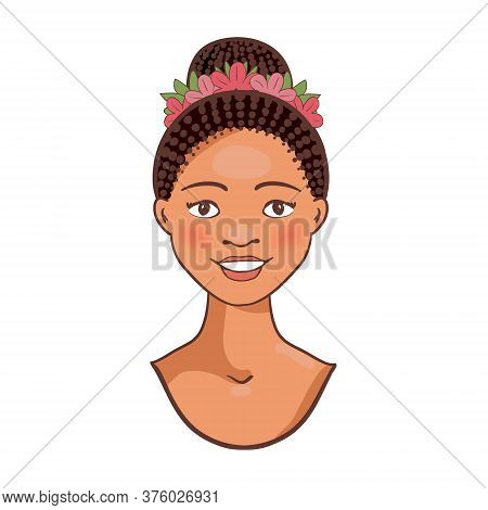 Afro American Beautiful Young Woman Face Icon