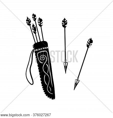 Quiver And Arrows Black Silhouette Vector Elements
