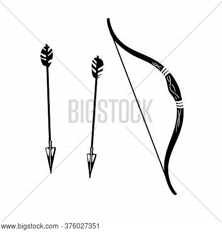 Bow And Arrows Black Silhouette Vector Elements
