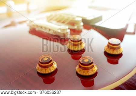 Electric Guitar Macro Abstract, Used To Play Music And Notes.