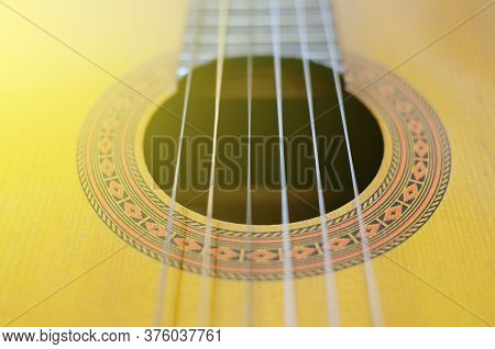 Acoustic Guitar Detail, Used To Play Music And Notes.