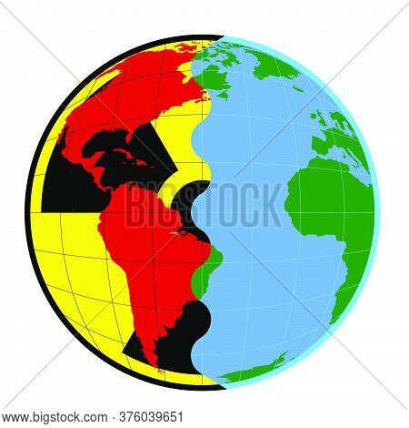 Round Concept Logo, A Test Of Nuclear Weapons On The Planet. Protest Against The Use Of Weapons Of M