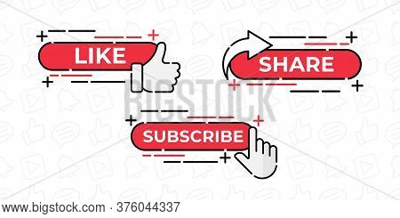 Like, Share, Comment, Subscribe and share icon button vector illustration. Social media icon vector. Social media background. Set of social media button icon vector illustration design template for video channel, blog and background banner.