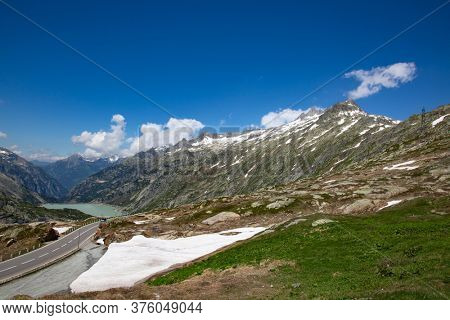 Rhone glacier, source of Rhone river, melting and retreating due to global warming. Rhone glacier is loosing up to 2 meters in length every year.
