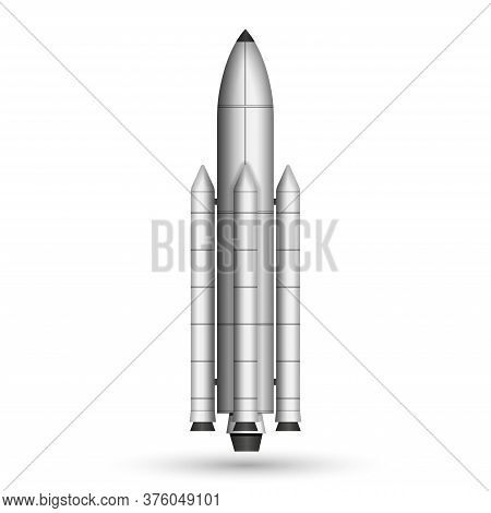 Space Rocket Realistic 3d Vector Model Isolated On White, Launch Of A Multi-stage Launch Vehicle