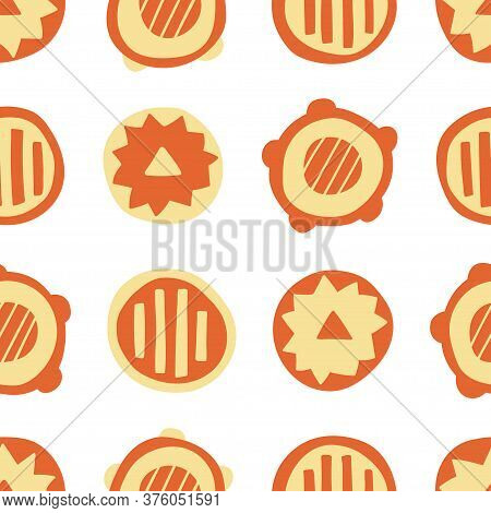 Orange Abstract Circles - Seamless Pattern. Modern Color Illustration For Textiles, Packaging, Etc. 