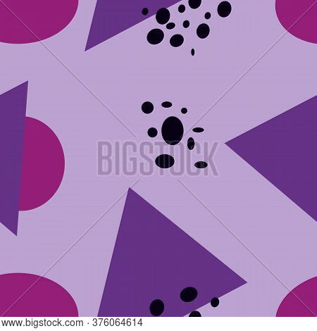 Vector Abstraction From Geometric Shapes. Ovals And Triangles In Purple Colors
