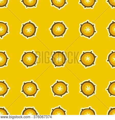 Seamless Pattern With Pieces Of Yellow Pineapple. Repeating Endless Elements. Juicy And Tasty Fruits