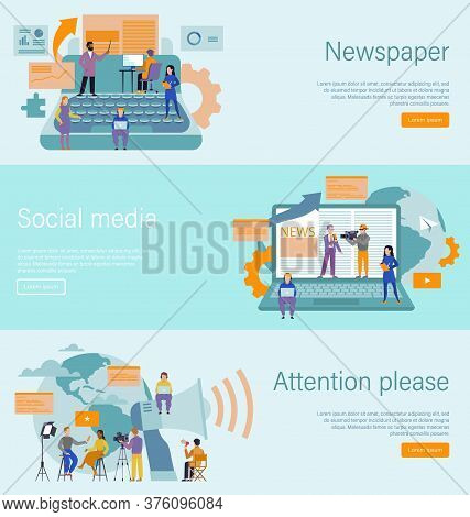 Journalist Concept. Mass Media And Copywriting Profession, Internet And Radio Journalism, Online New