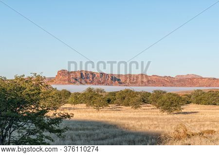 Landscape With Fog In The Valley Near At The Aba Huab Campsite In Damaraland In Namibia