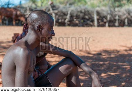 Epupa, Namibia - May 27, 2011: A Himba Man Posing For Photographers At A Himba Village Near Epupa