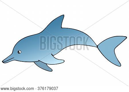 Dolphin. Marine Mammal. Vector Stock Illustration. White Isolated Background. Inhabitant Of The Ocea