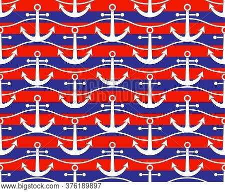 Vector Seamless Texture With Ship Anchors Pattern