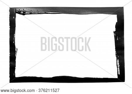 Black Grunge Frame Isolated On White Background.