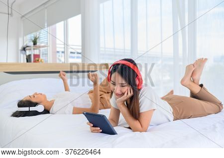 Asian Lesbian Love Couple Daily Lifestyle. Indoor Activity Together At Home. Pride And The Lgbt Comm