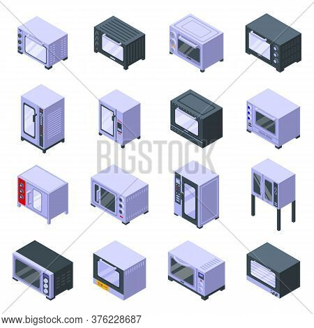 Convection Oven Icons Set. Isometric Set Of Convection Oven Vector Icons For Web Design Isolated On 