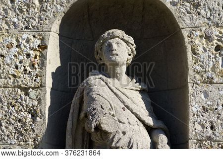 Gorgonzola, Milan,  Lombardy, Italy: Statue On Facade Of The Saints Gervaso And Protaso Church