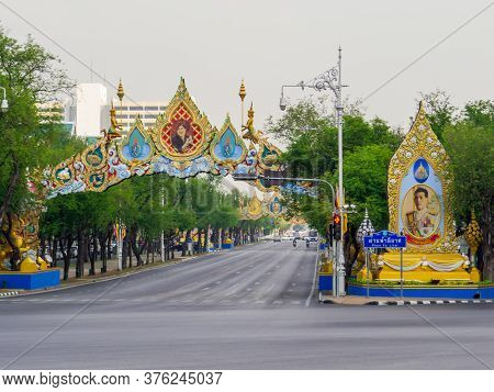 Bangkok, Thailand - January 16, 2020: View Of The Famous Ratchadamnoen Road.