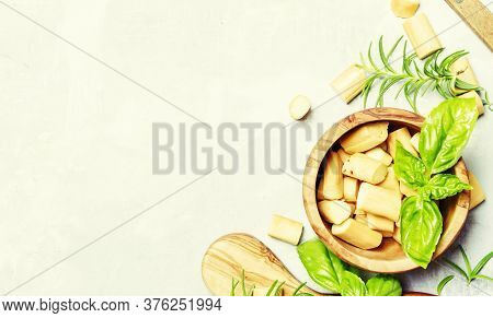 Traditional Caucasian Salted Chechil Cheese, Top View