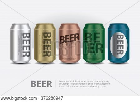 Aluminum Cans Beer Set Isolated Vector Illustration