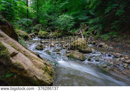 Waterfalls In Mullerthal Luxemburg, Forest And Waterfalls