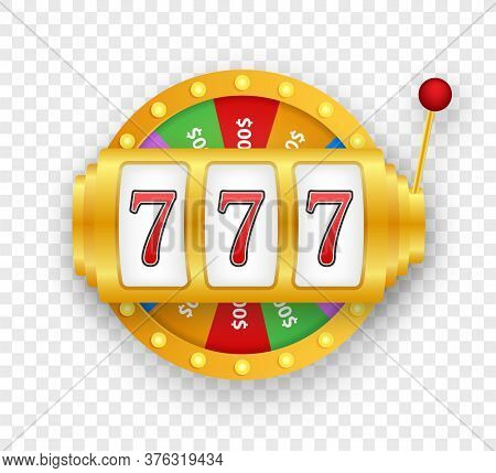 Retro Banner For Game Background Design. Winner Banner. Slot Machine With Lucky Sevens Jackpot. Vect