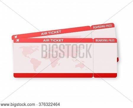 Airline Tickets Or Boarding Pass Inside Of Special Service Envelope. Vector Stock Illustration.