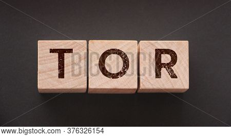 Tor Anonymous By Letters On A Woden Blocks On Black. Business Concept