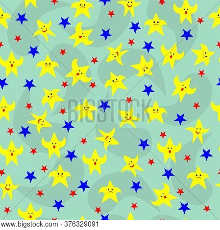 Sea Stars Hand Drawn Vector Seamless Pattern. Marine And Summer Background.